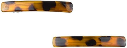 Small Slim French Barrette Hair Clips Rectangle Slide for Women Girls Thin Hair (Tortoise Shell) (Pack of 2)