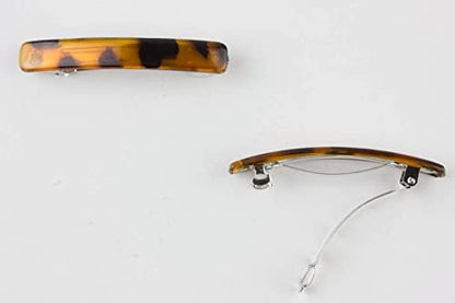 Small Slim French Barrette Hair Clips Rectangle Slide for Women Girls Thin Hair (Tortoise Shell) (Pack of 2)