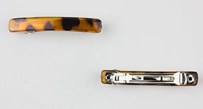 Small Slim French Barrette Hair Clips Rectangle Slide for Women Girls Thin Hair (Tortoise Shell) (Pack of 2)