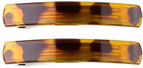 Small Slim French Barrette Hair Clips Rectangle Slide for Women Girls Thin Hair (Tortoise Shell) (Pack of 2)