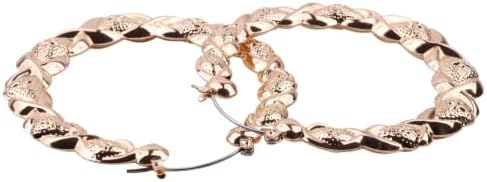 70mm Large Twisted Creole Hoop Earrings for Women, Chunky Lightweight Stainless Steel Statement Hoops, Gold or Silver Tone Textured Earrings with Secure Snap Closure
