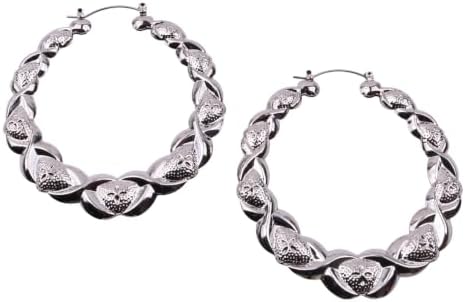 70mm Large Twisted Creole Hoop Earrings for Women, Chunky Lightweight Stainless Steel Statement Hoops, Gold or Silver Tone Textured Earrings with Secure Snap Closure