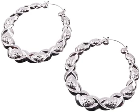 70mm Large Twisted Creole Hoop Earrings for Women, Chunky Lightweight Stainless Steel Statement Hoops, Gold or Silver Tone Textured Earrings with Secure Snap Closure