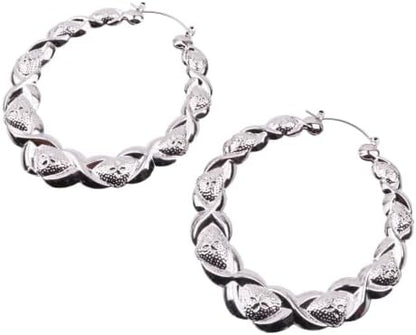 70mm Large Twisted Creole Hoop Earrings for Women, Chunky Lightweight Stainless Steel Statement Hoops, Gold or Silver Tone Textured Earrings with Secure Snap Closure