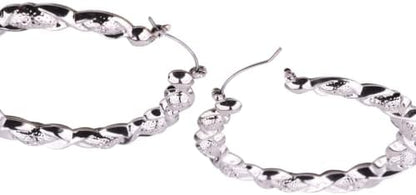 70mm Large Twisted Creole Hoop Earrings for Women, Chunky Lightweight Stainless Steel Statement Hoops, Gold or Silver Tone Textured Earrings with Secure Snap Closure