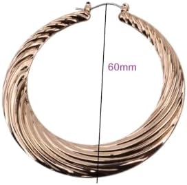 55mm Large Twisted Creole Hoop Earrings for Women, Lightweight Stainless Steel Statement Earrings, Hypoallergenic Gold or Silver Tone Fashion Hoops with Secure Snap Closure