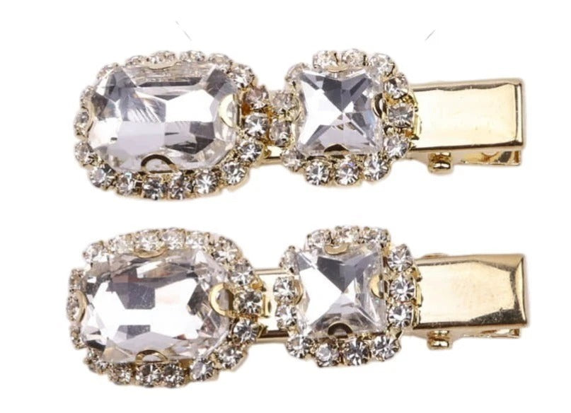 Ruby Crystal Stone Bobby Pins Hair Clips Decorative Slides for Women Party Wedding (Pack of 4)