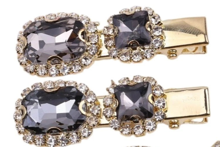 Ruby Crystal Stone Bobby Pins Hair Clips Decorative Slides for Women Party Wedding (Pack of 4)