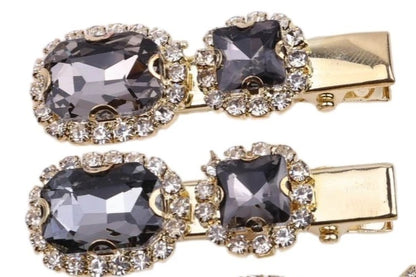 Ruby Crystal Stone Bobby Pins Hair Clips Decorative Slides for Women Party Wedding (Pack of 4)