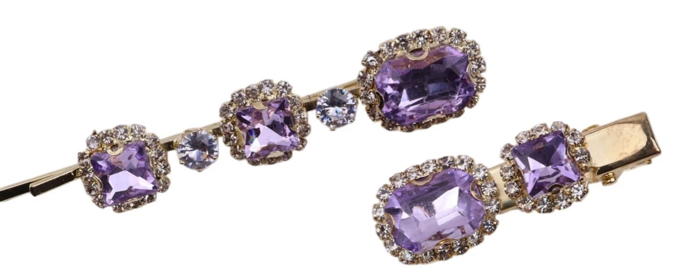 Ruby Crystal Stone Bobby Pins Hair Clips Decorative Slides for Women Party Wedding (Pack of 4)