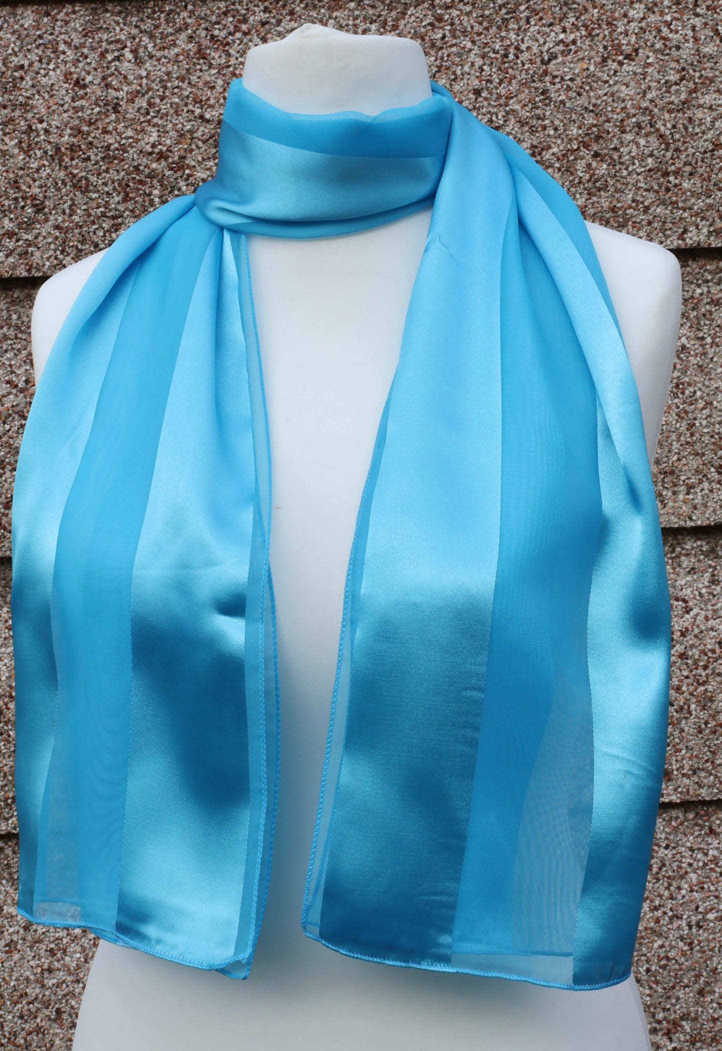 Plain satin scarf  striped