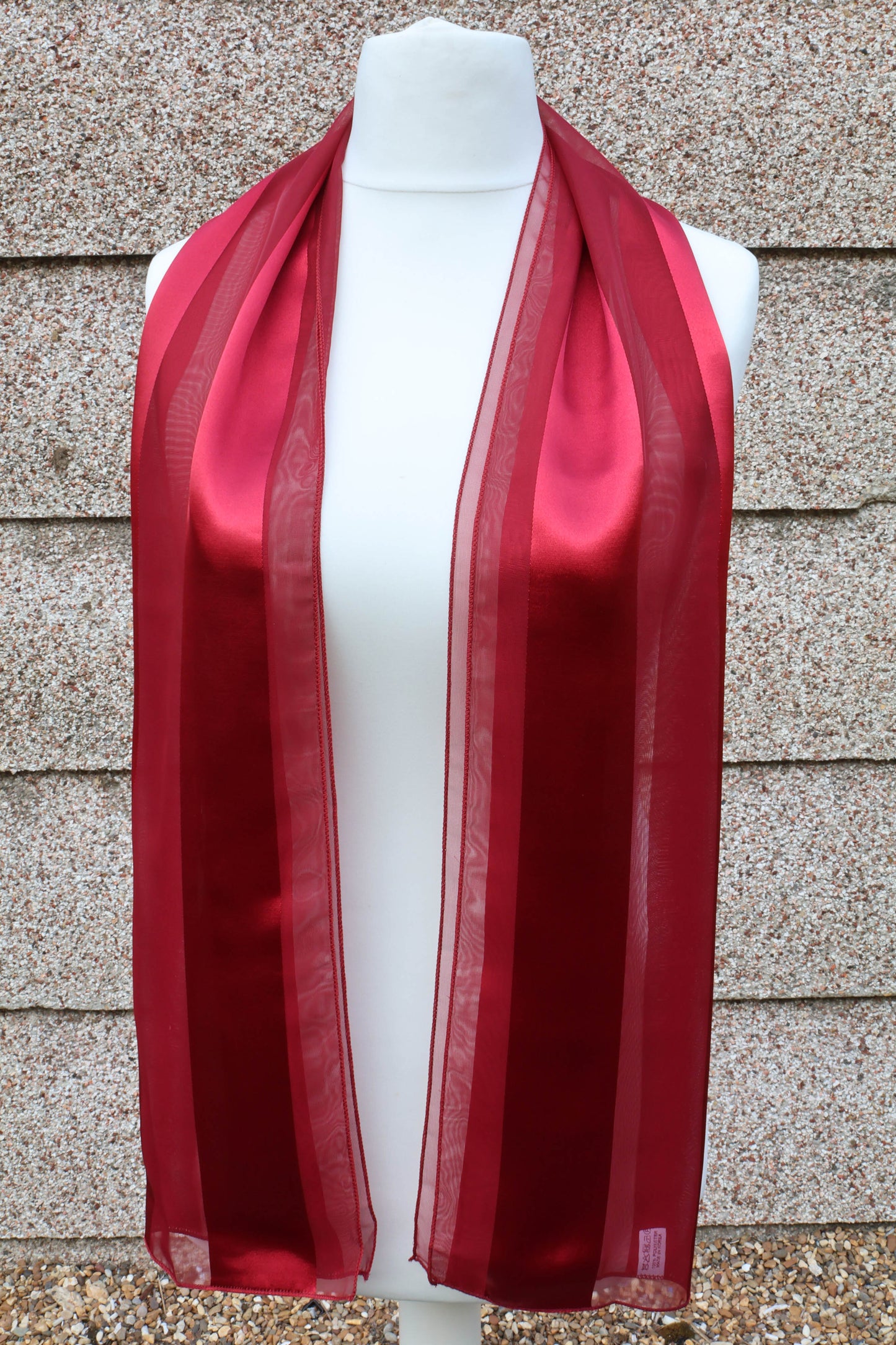 Plain satin scarf  striped