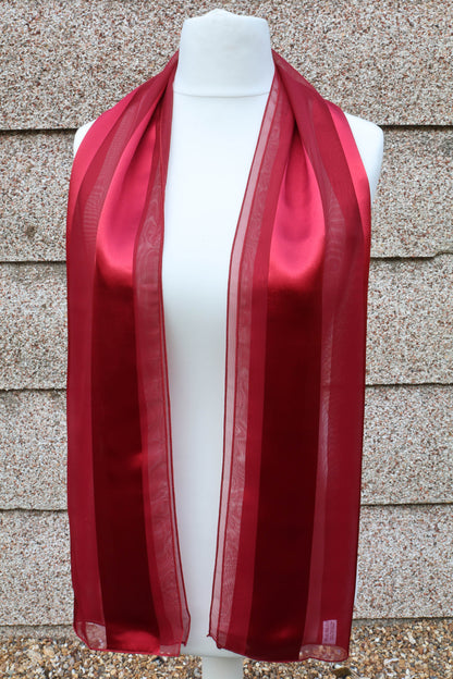 Plain satin scarf  striped