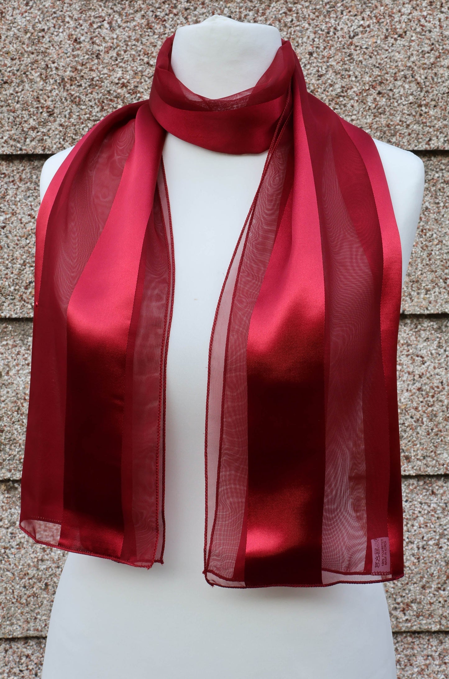 Plain satin scarf  striped