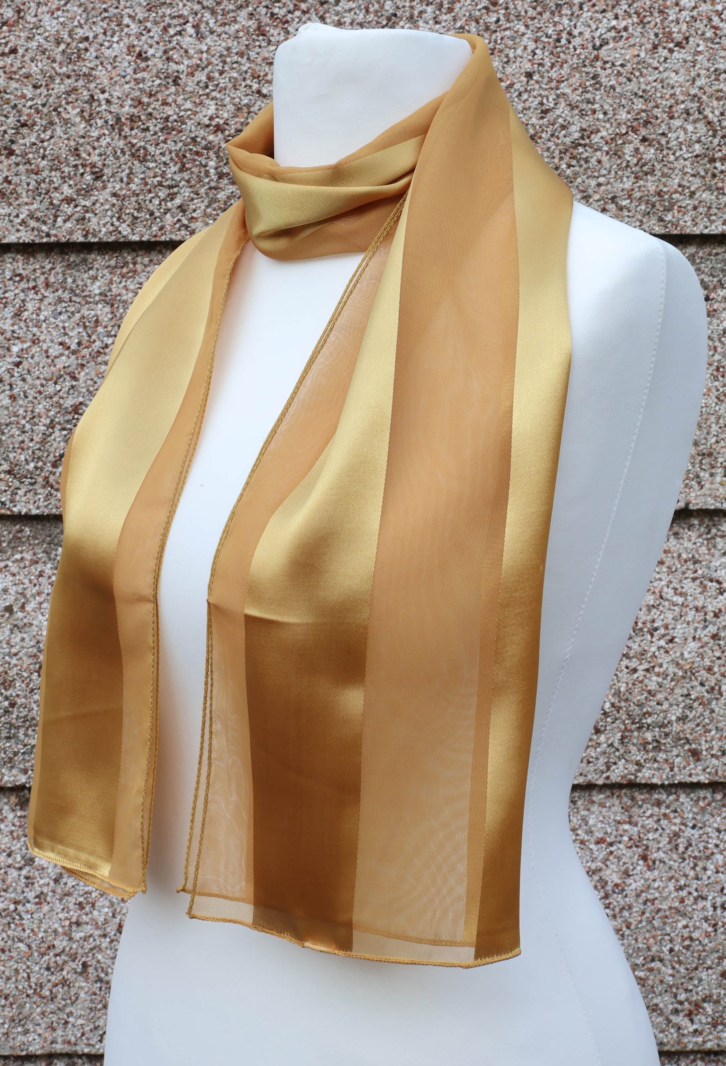 Plain satin scarf  striped