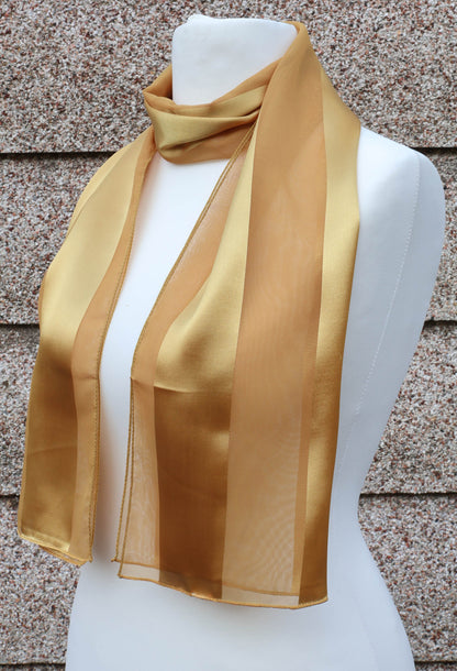 Plain satin scarf  striped