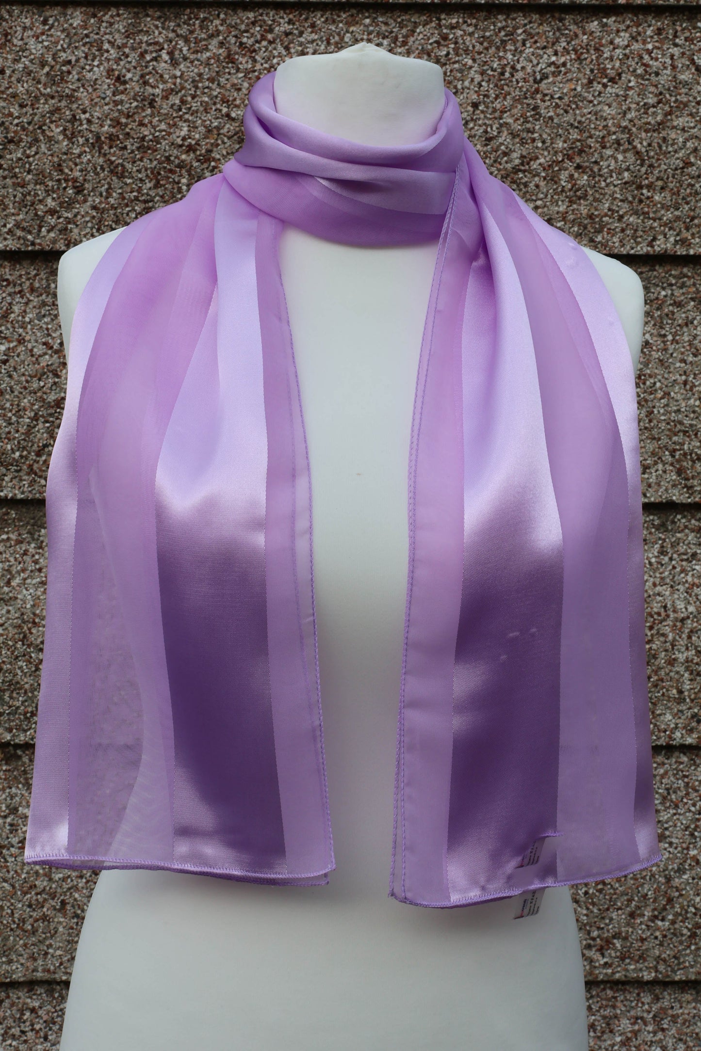 Plain satin scarf  striped