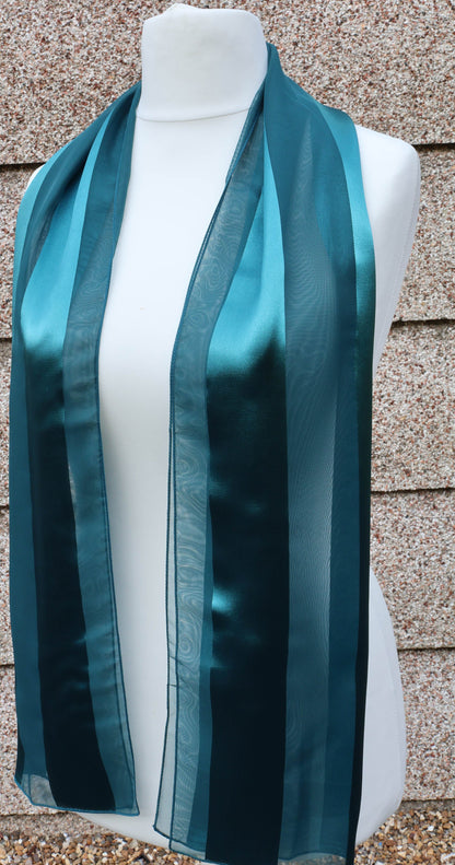 Plain satin scarf  striped