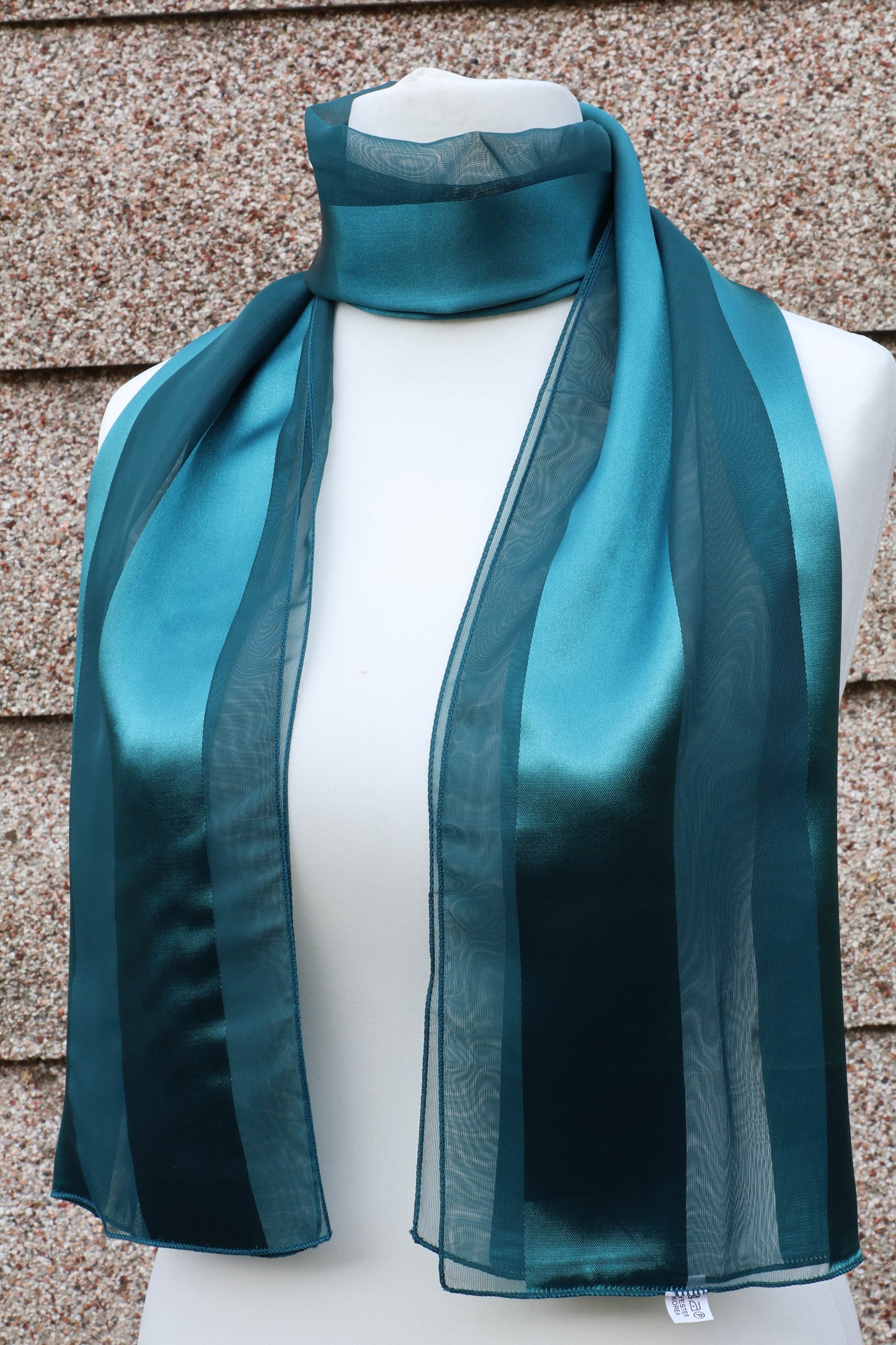 Plain satin scarf  striped
