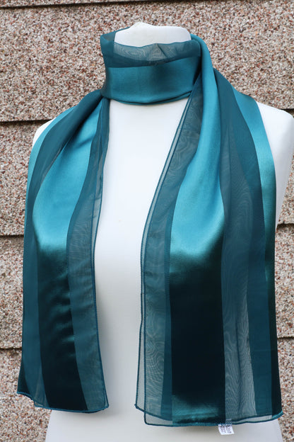 Plain satin scarf  striped