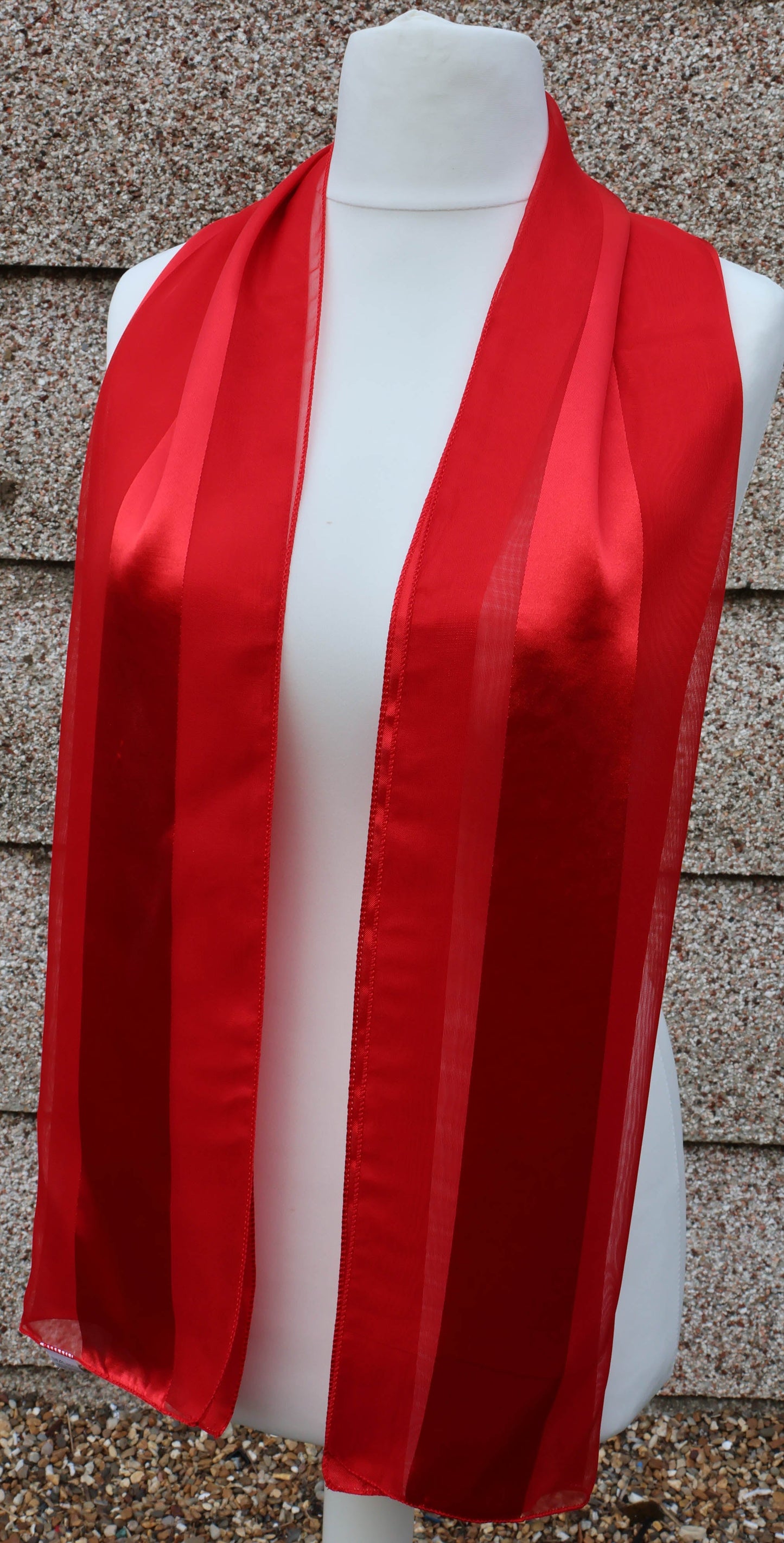 Plain satin scarf  striped
