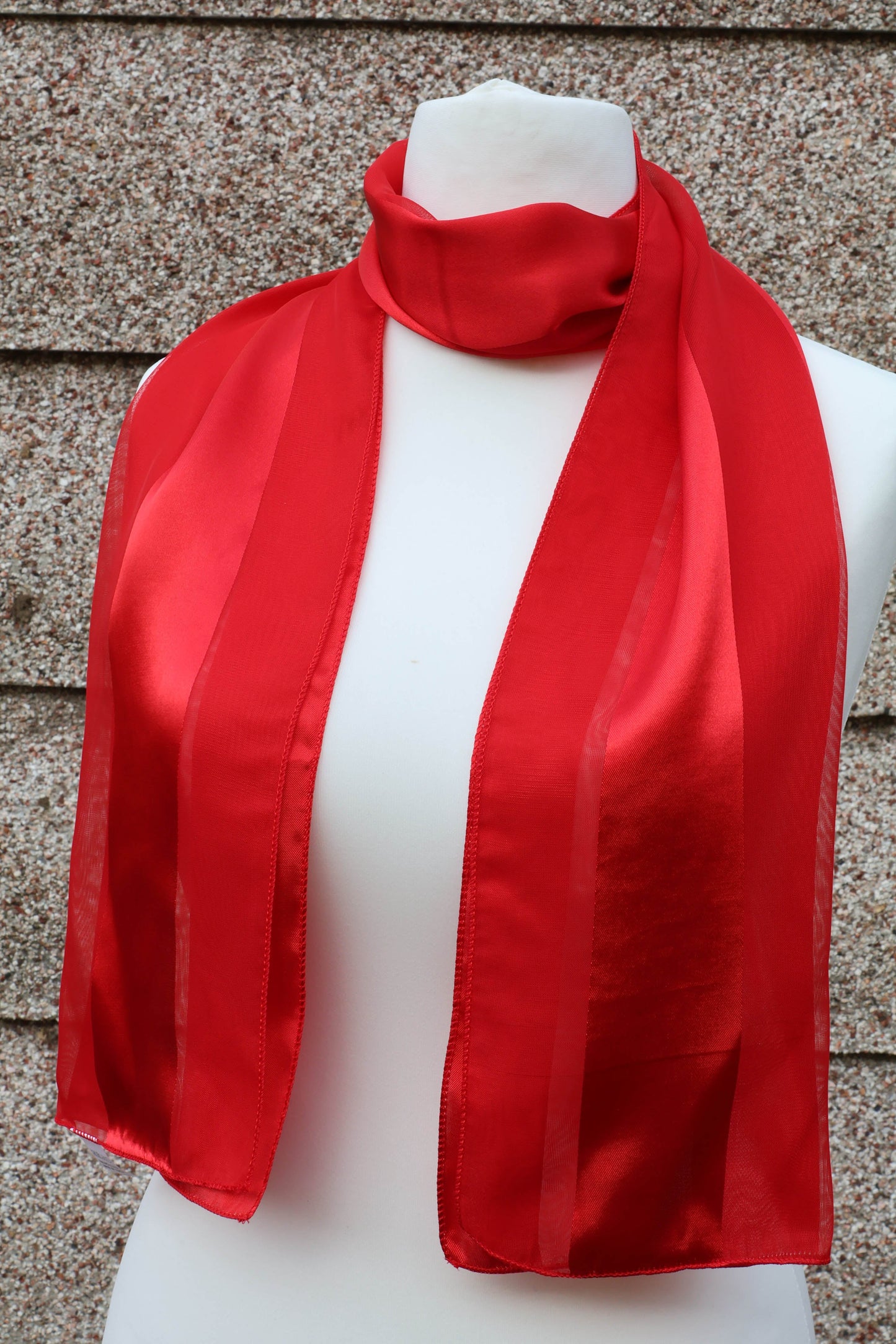 Plain satin scarf  striped