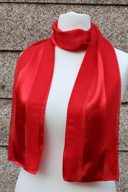 Plain satin scarf  striped