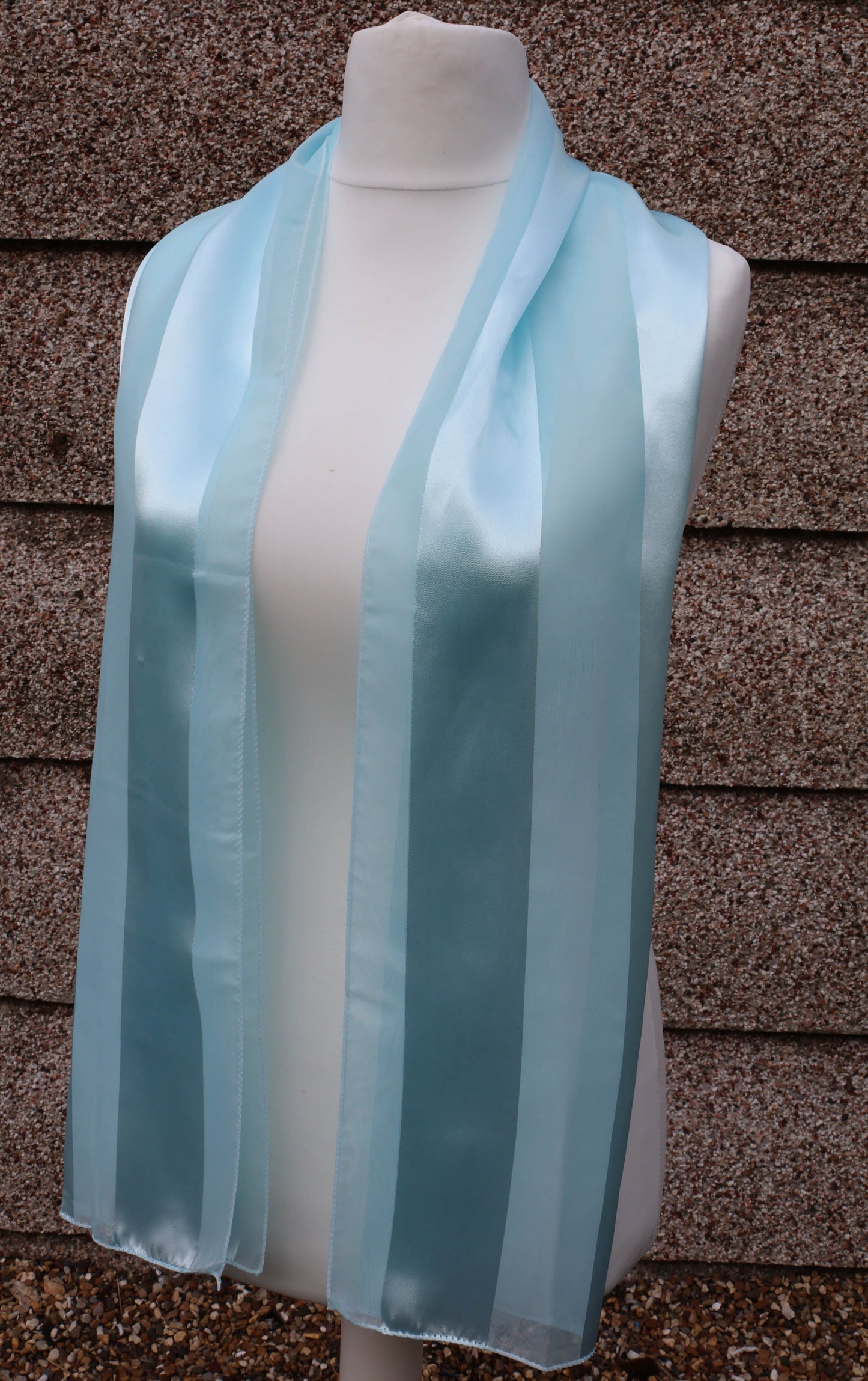 Plain satin scarf  striped