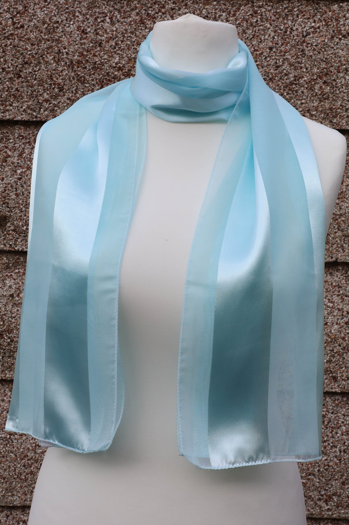 Plain satin scarf  striped