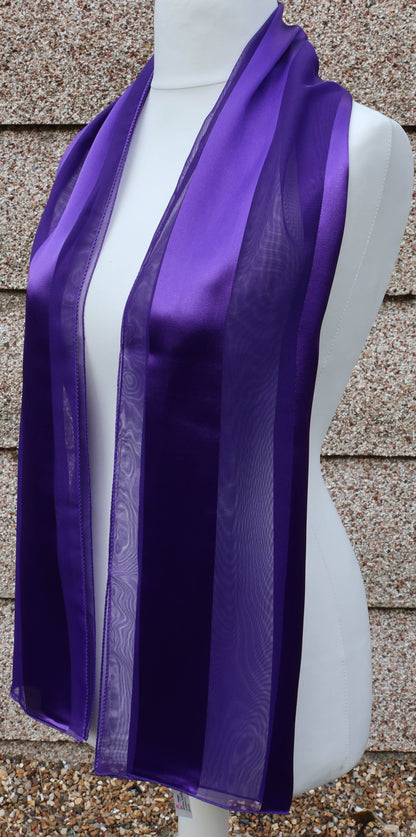 Plain satin scarf  striped