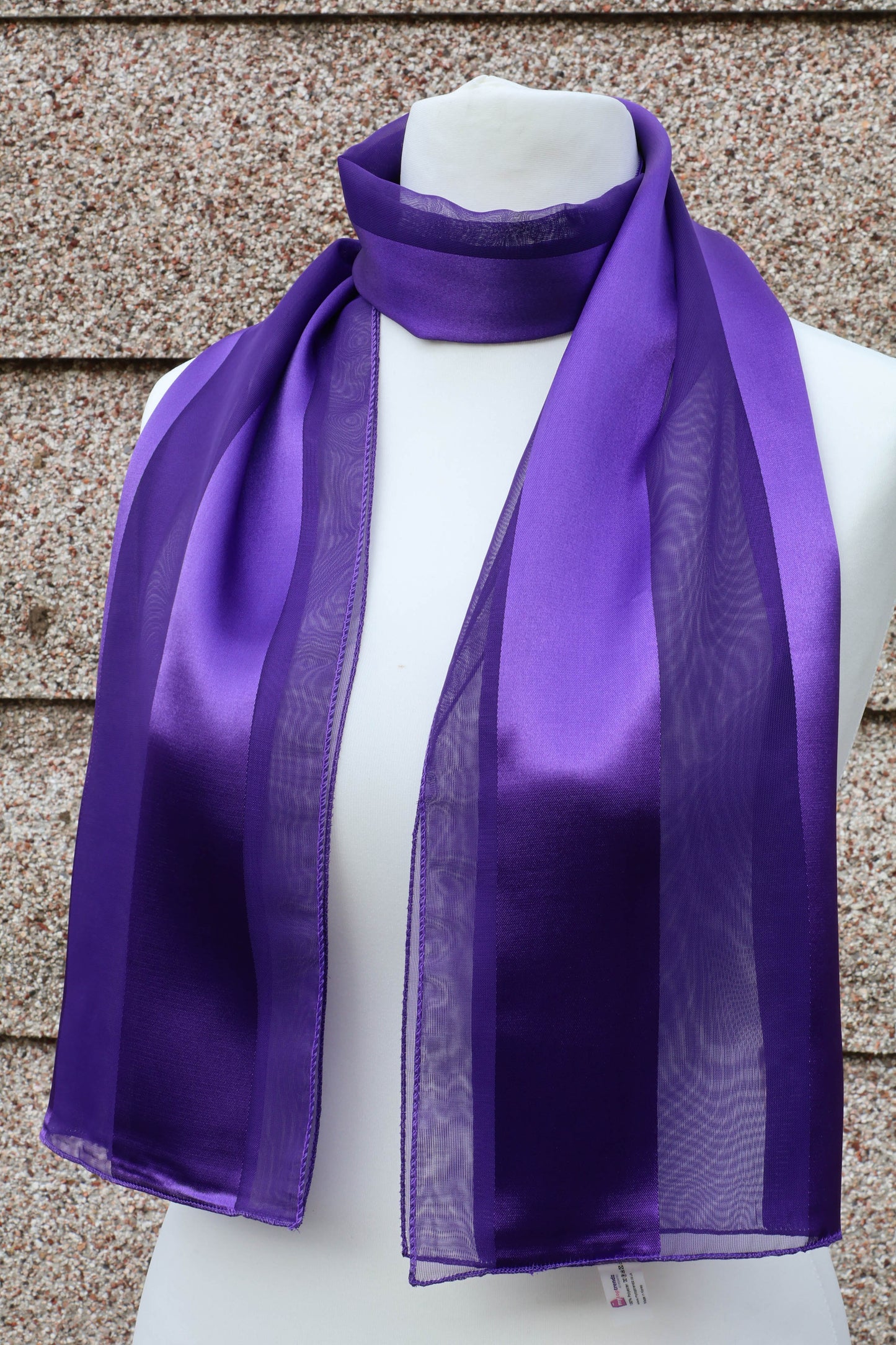Plain satin scarf  striped