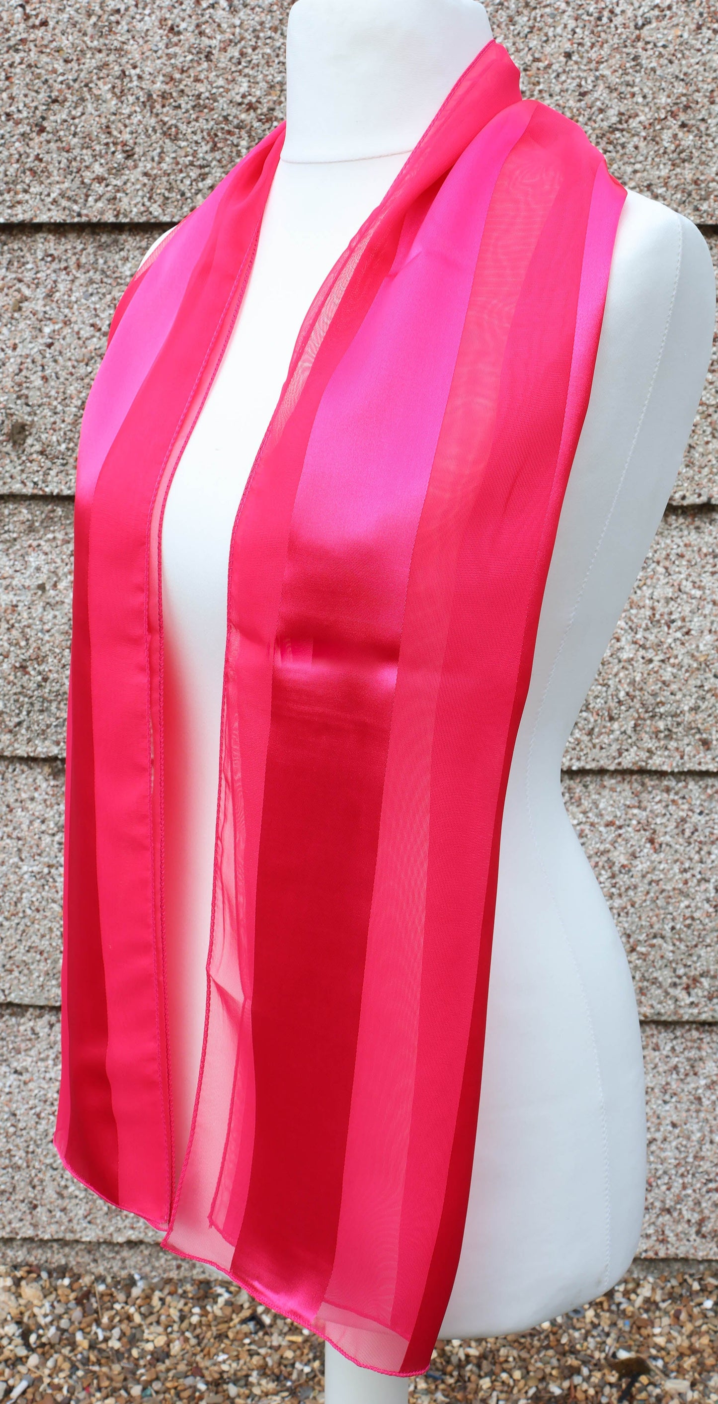 Plain satin scarf  striped