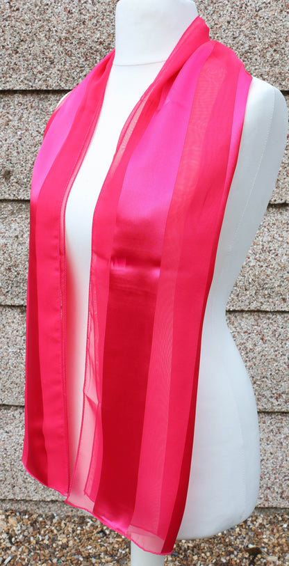Plain satin scarf  striped