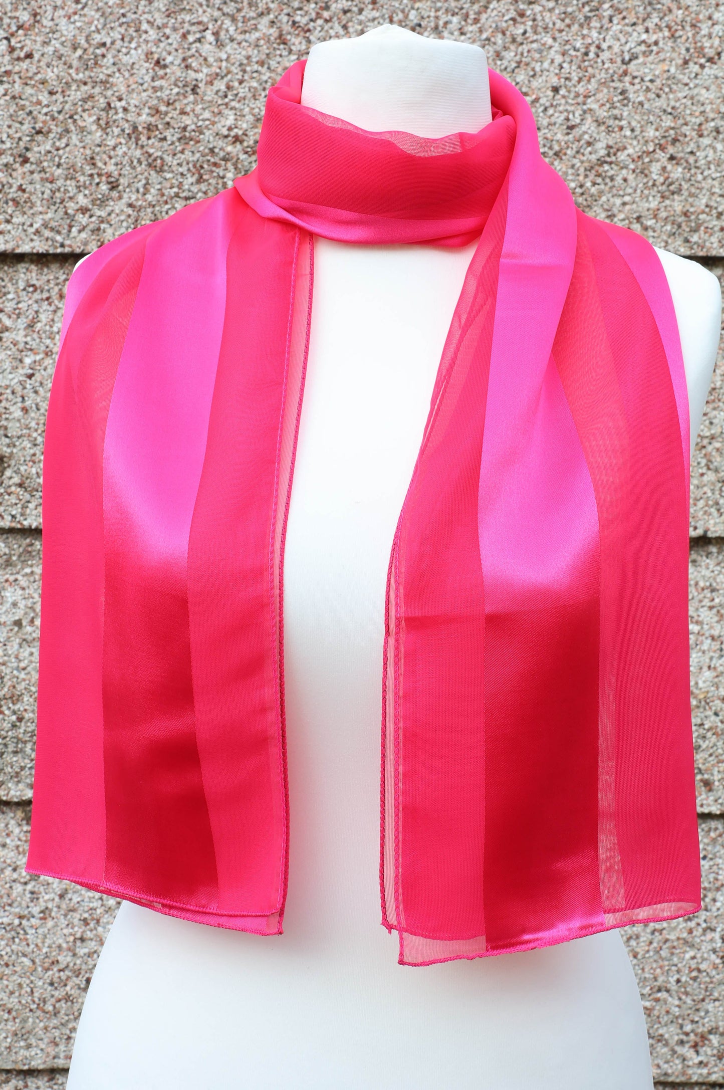 Plain satin scarf  striped