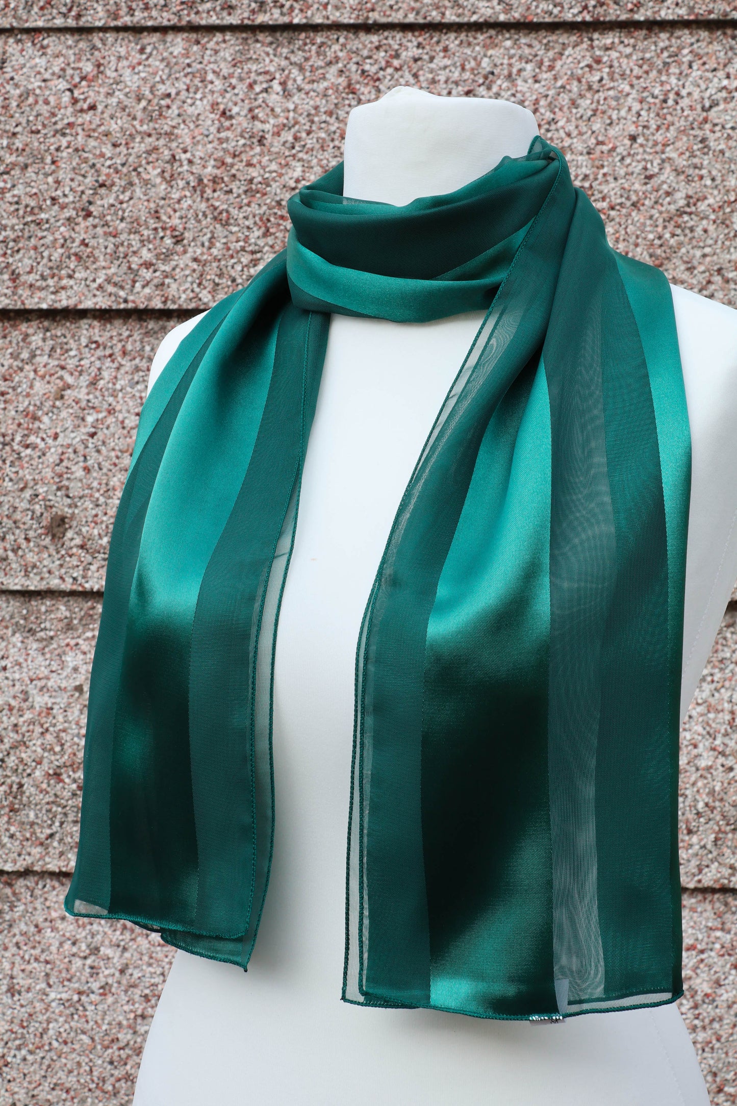 Plain satin scarf  striped