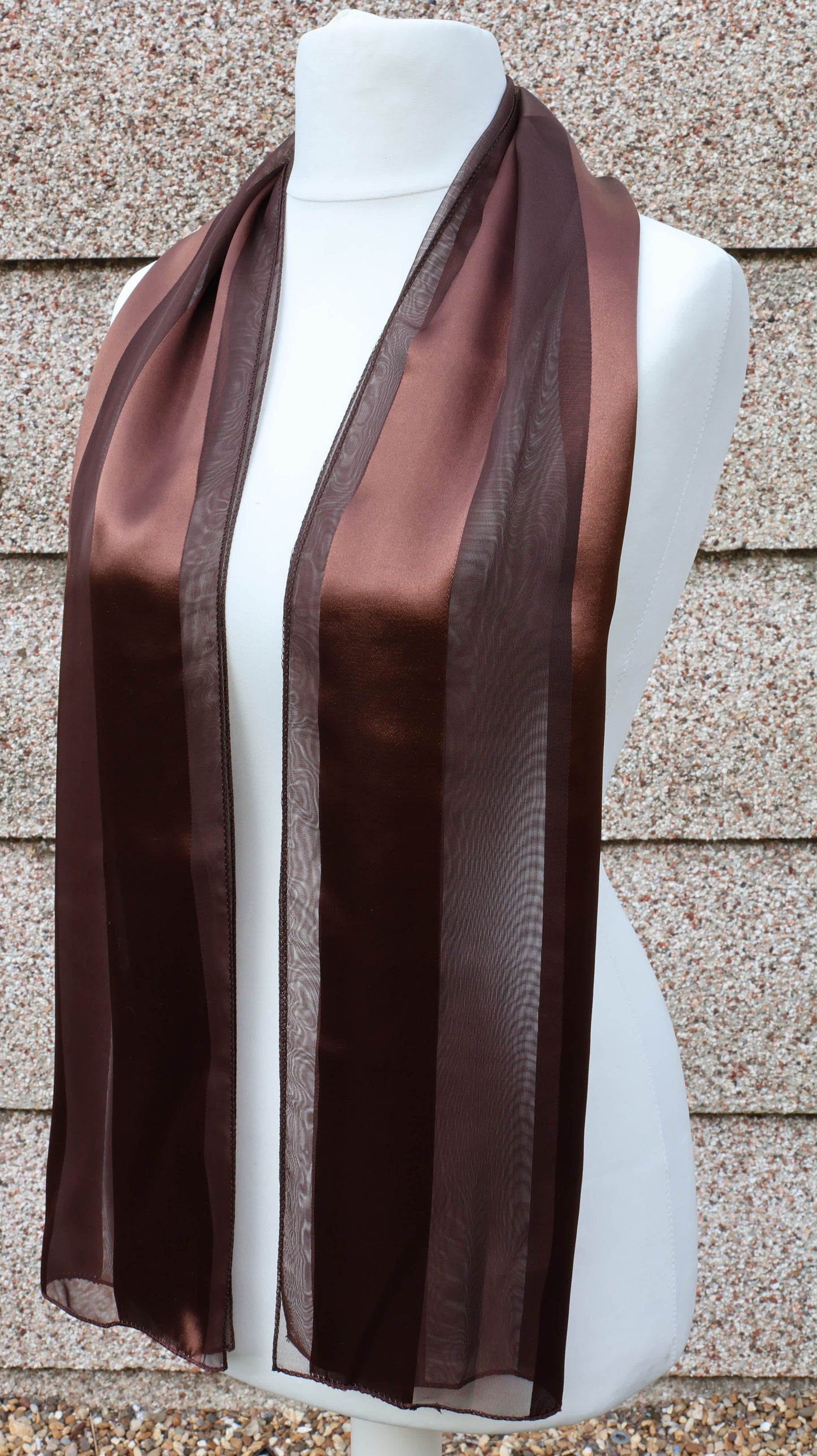 Plain satin scarf  striped