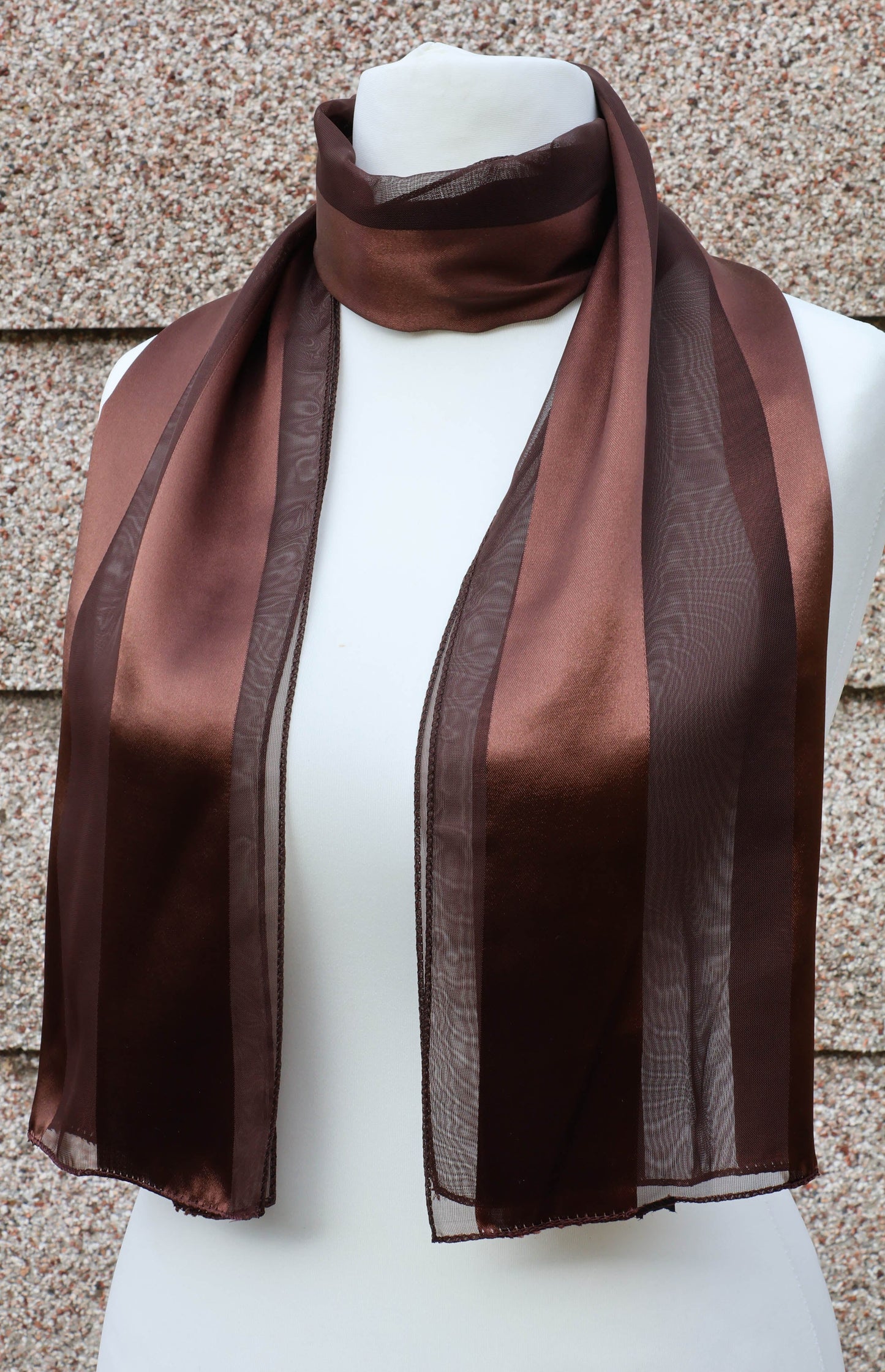 Plain satin scarf  striped