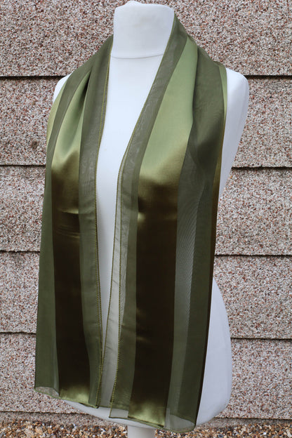 Plain satin scarf  striped