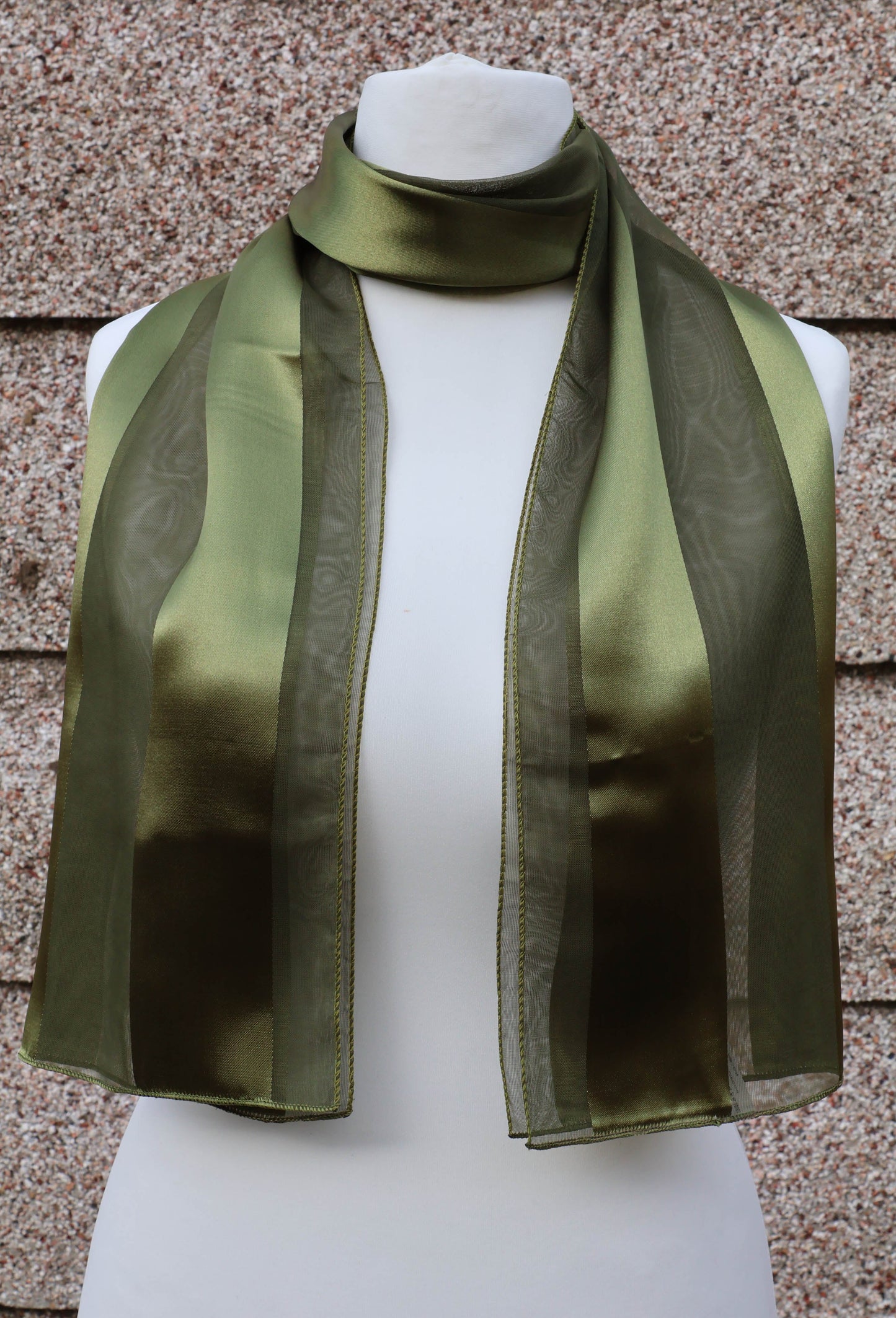 Plain satin scarf  striped