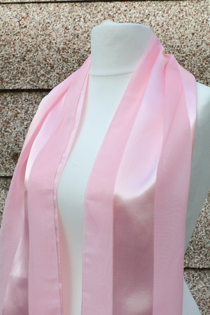 Plain satin scarf  striped