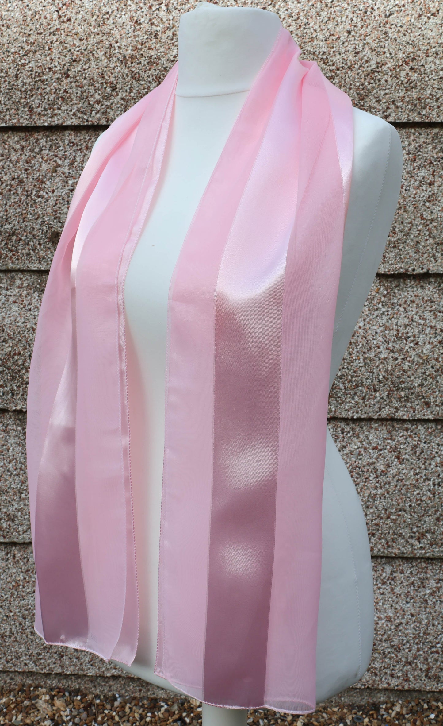 Plain satin scarf  striped