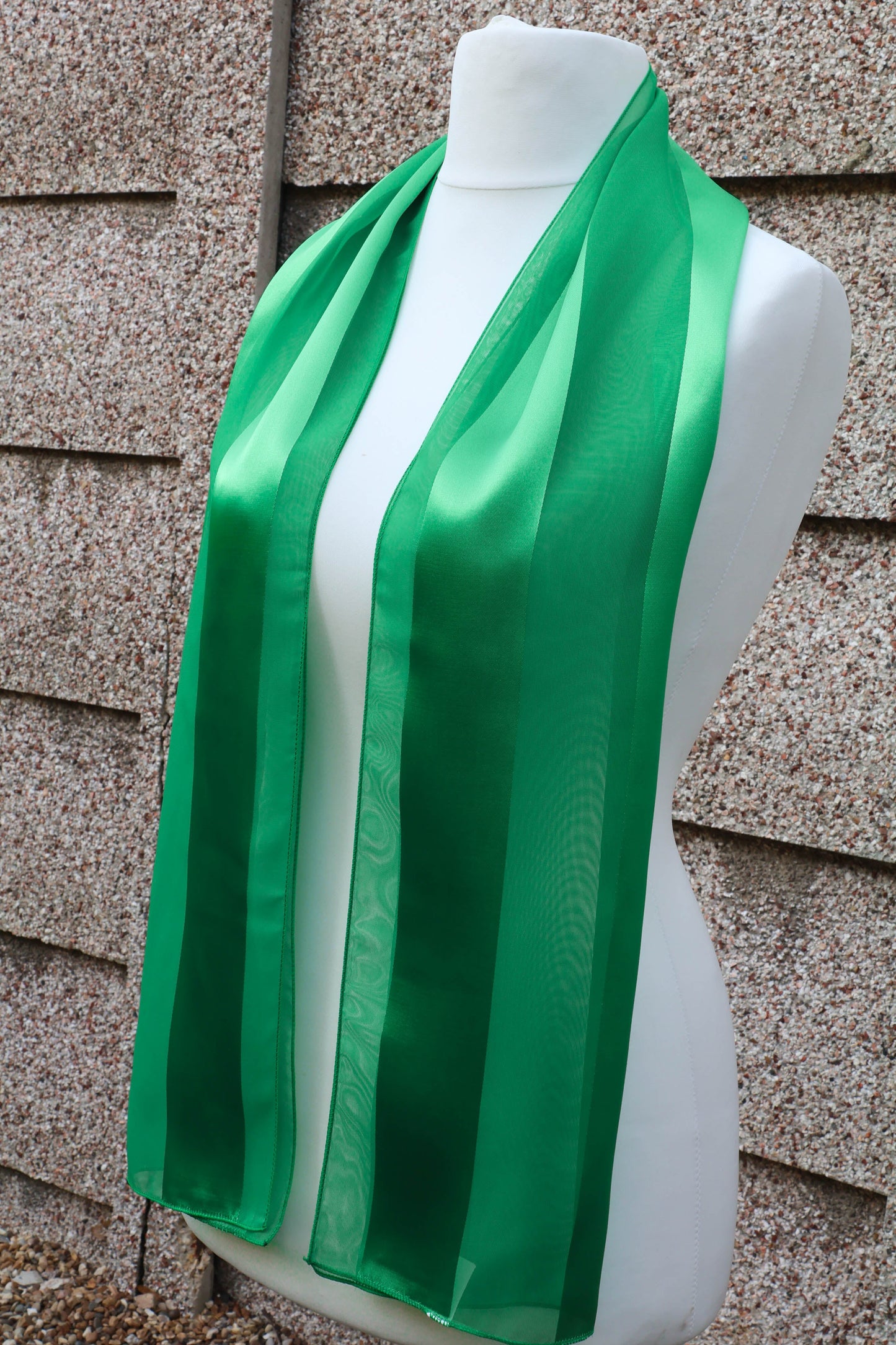 Plain satin scarf  striped