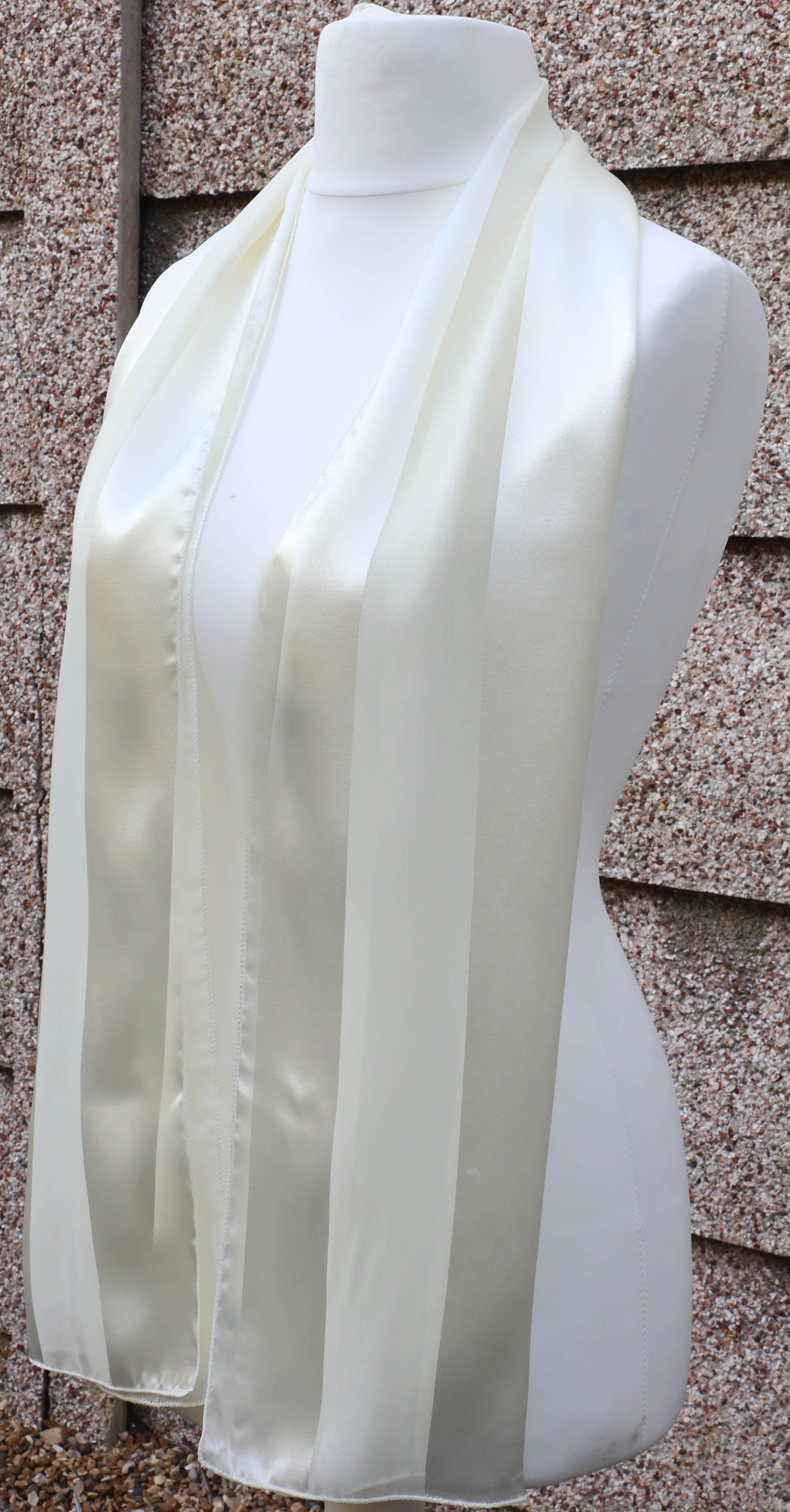 Plain satin scarf  striped