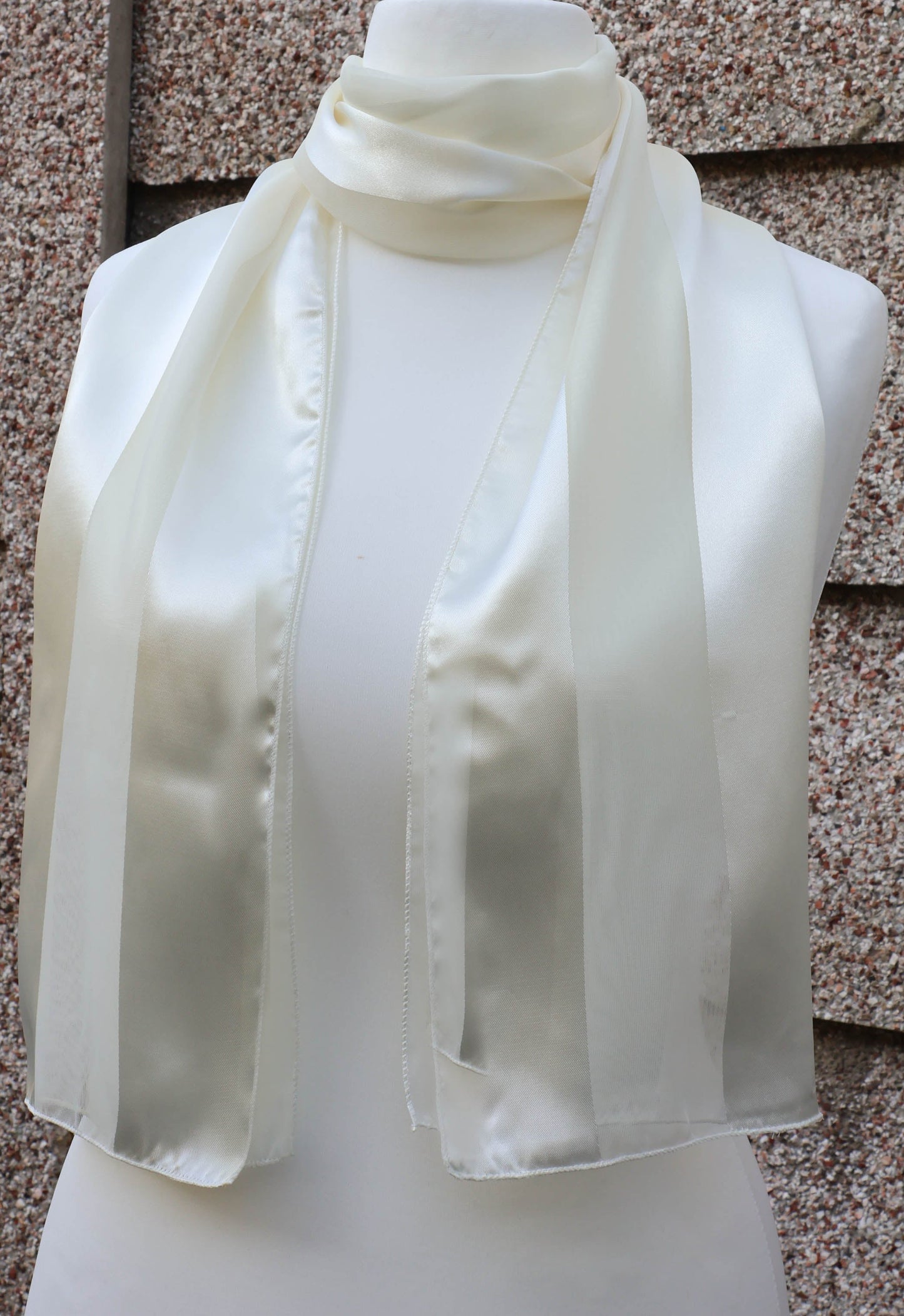 Plain satin scarf  striped