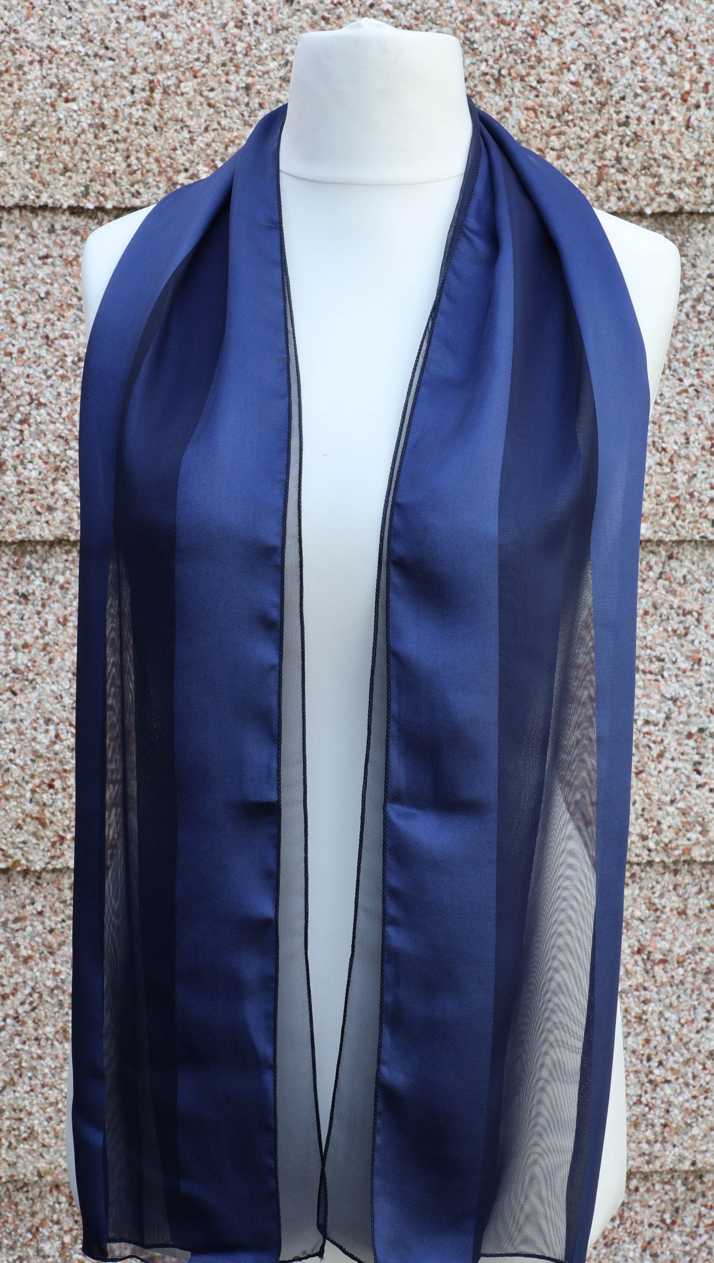 Plain satin scarf  striped