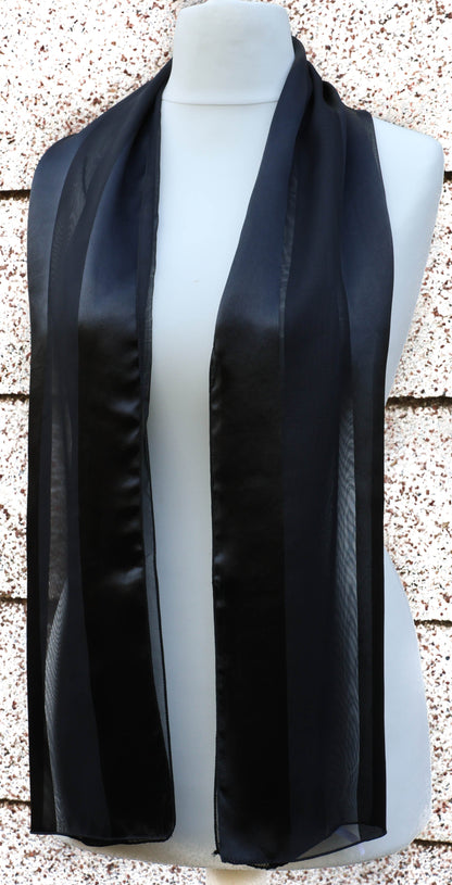 Plain satin scarf  striped