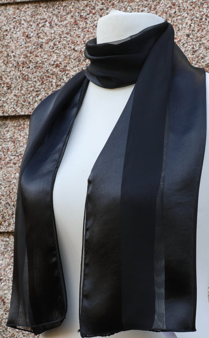 Plain satin scarf  striped