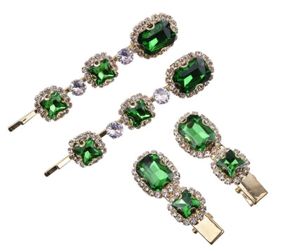 Ruby Crystal Stone Bobby Pins Hair Clips Decorative Slides for Women Party Wedding (Pack of 4)