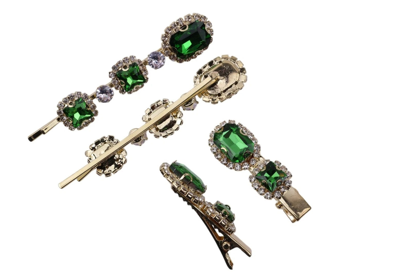 Ruby Crystal Stone Bobby Pins Hair Clips Decorative Slides for Women Party Wedding (Pack of 4)