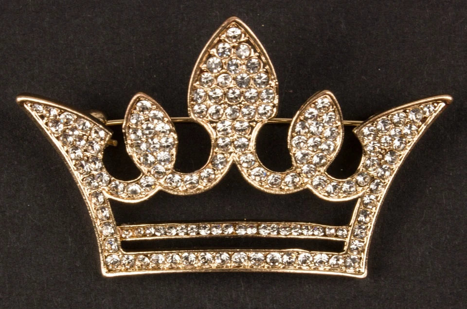 Dress Pin Crown Design with Brooches and Cubic Zirconia Rhinestones